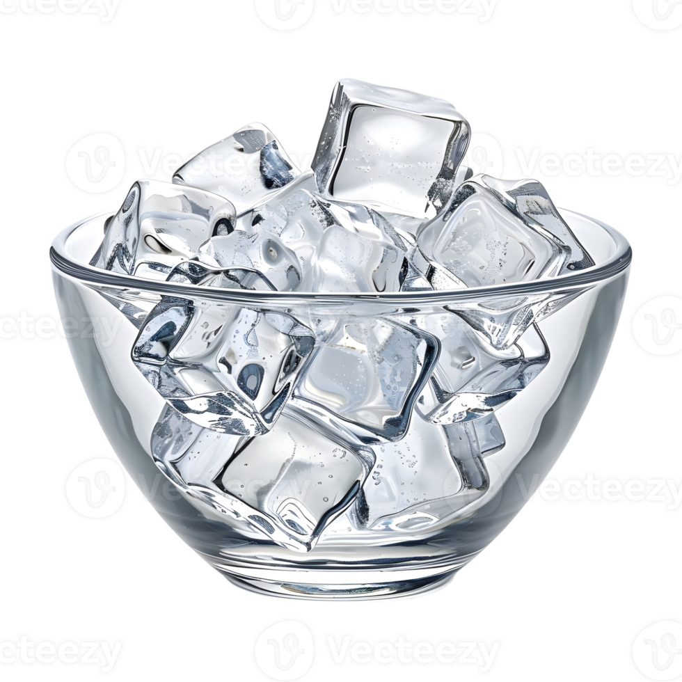 Ice Cubes in a Bowl on Transparent Background png