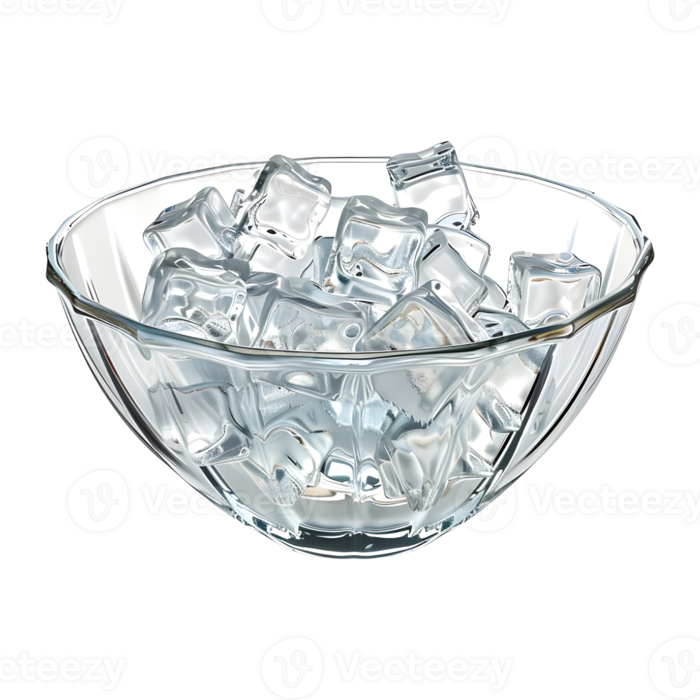 Ice Cubes in a Bowl on Transparent Background png
