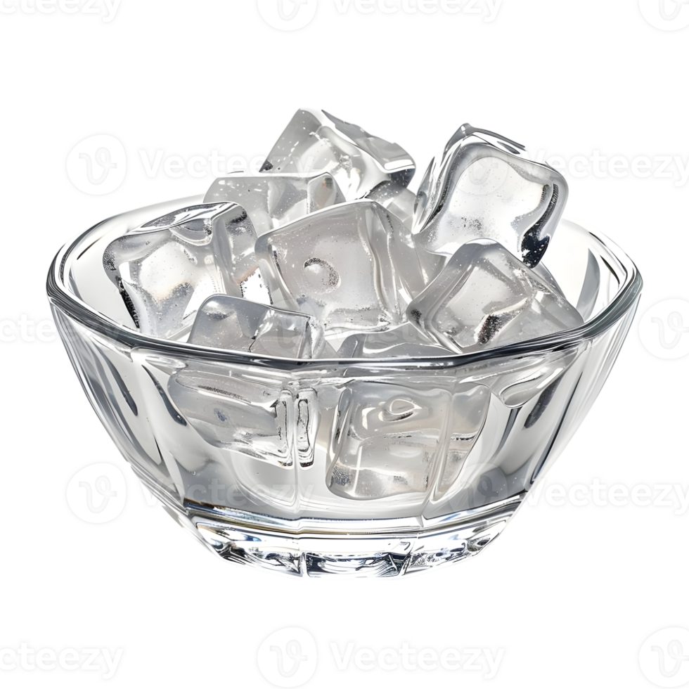 Ice Cubes in a Bowl on Transparent Background png