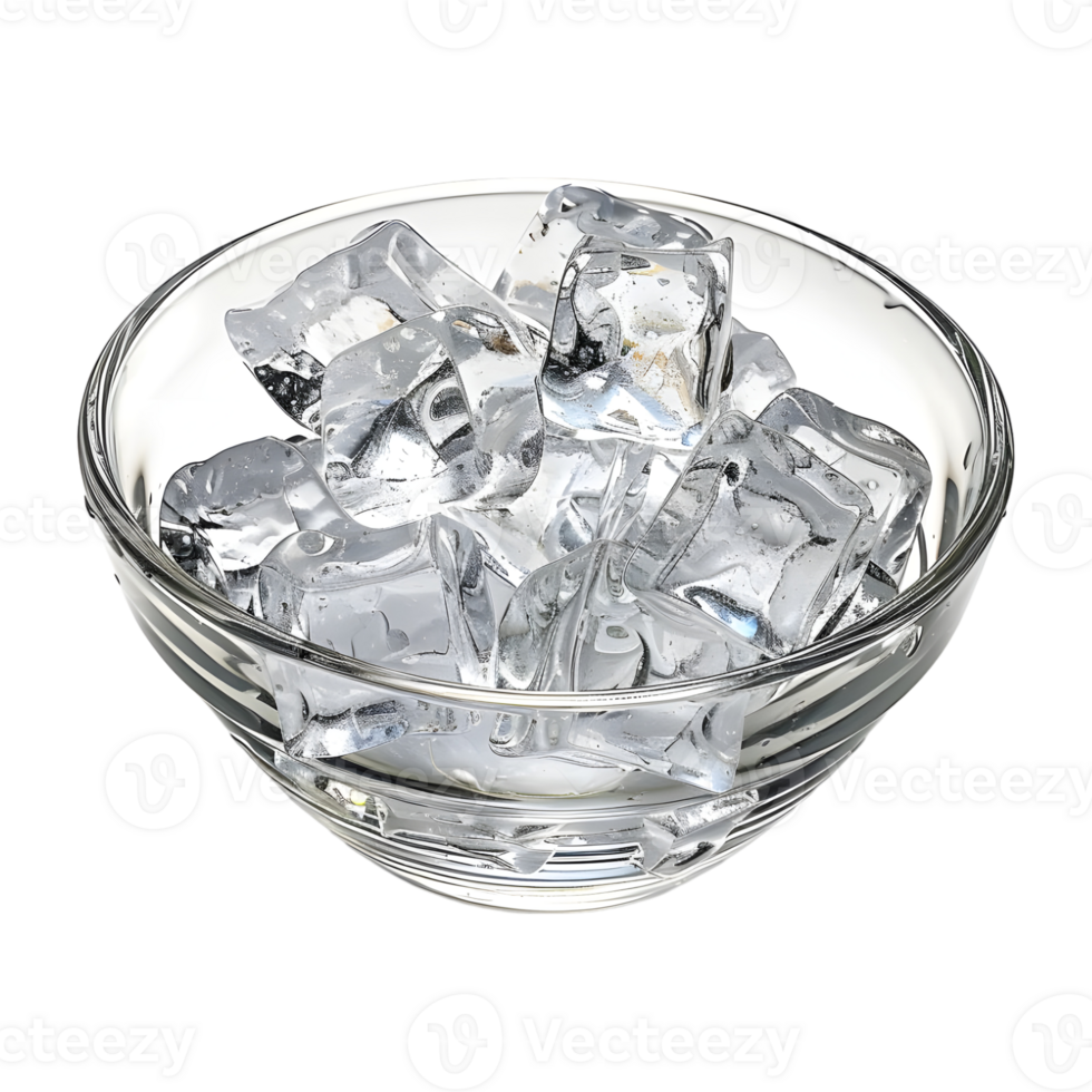Ice Cubes in a Bowl on Transparent Background png