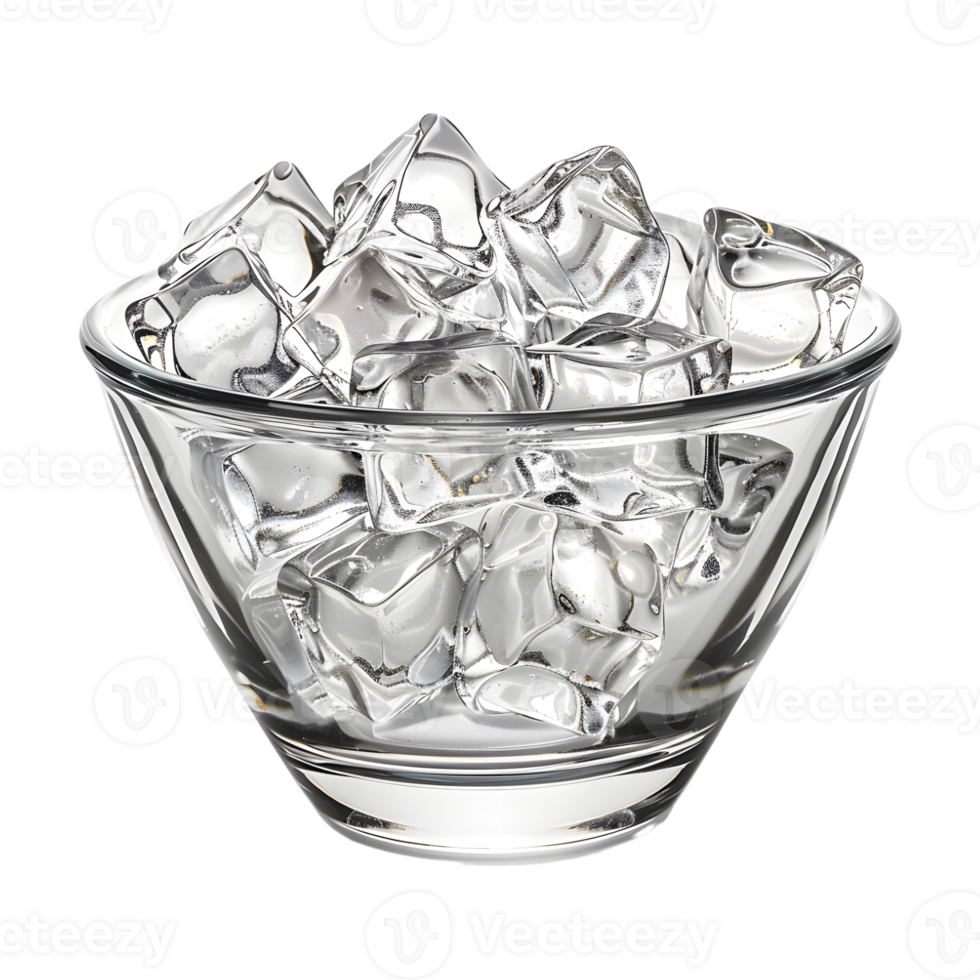 Ice Cubes in a Bowl on Transparent Background png