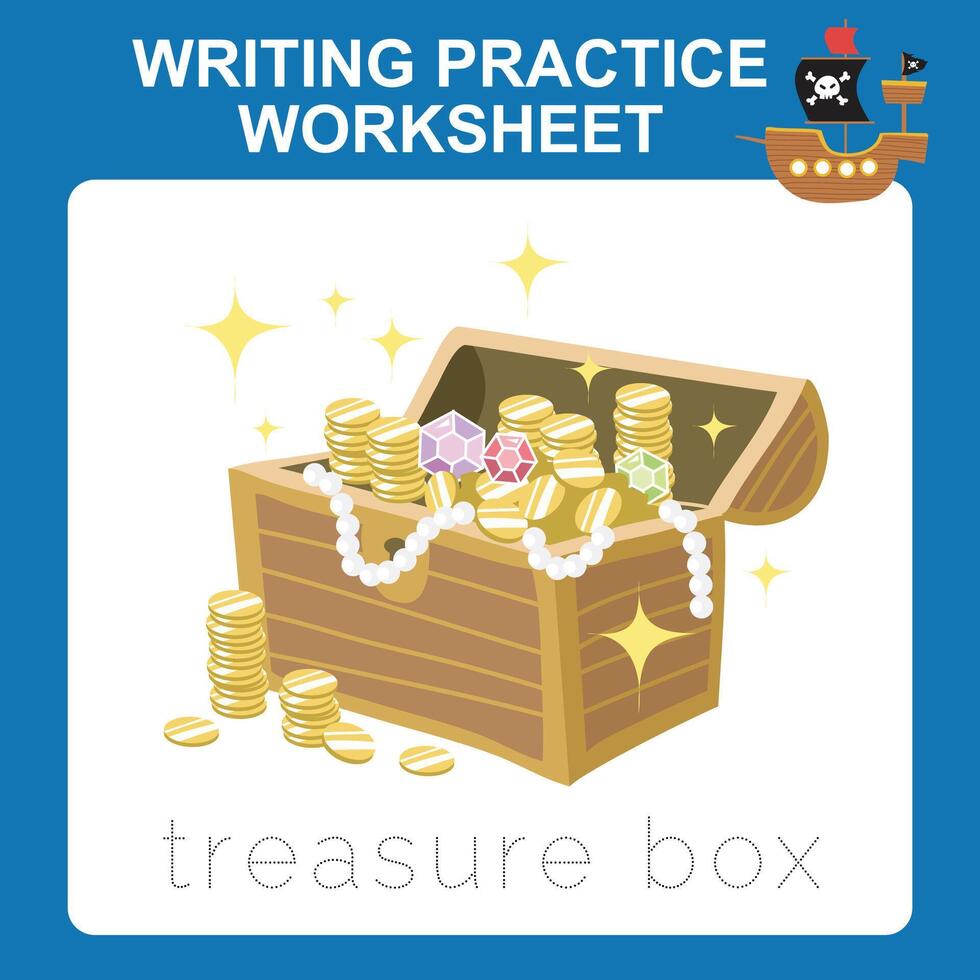 Writing practice worksheet. Learning to writing activity for children vector