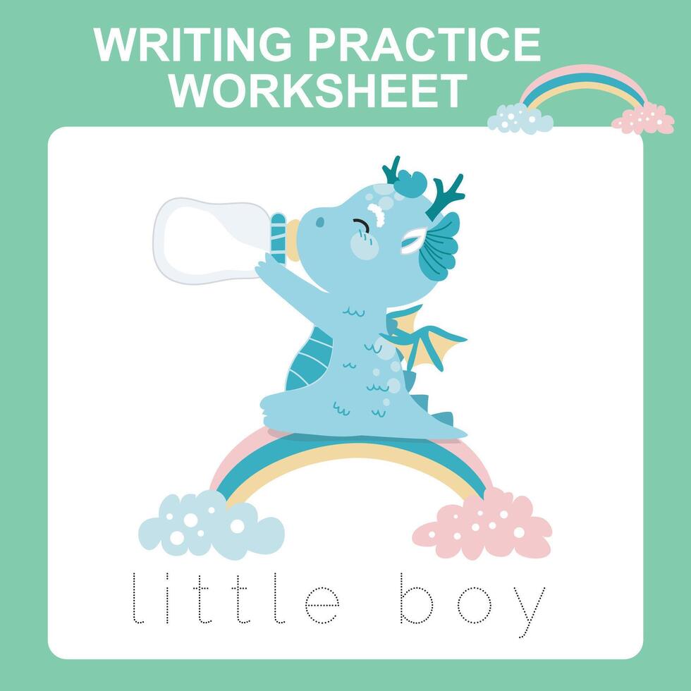 Learning to writing activity. Tracing letter activity worksheet for children vector