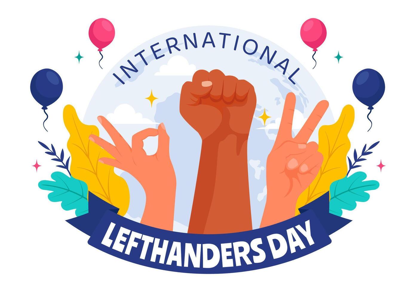 Happy Left Handers Day Celebration Illustration with Raising Awareness of Pride in Being Left Handed in Flat Style Cartoon Background vector
