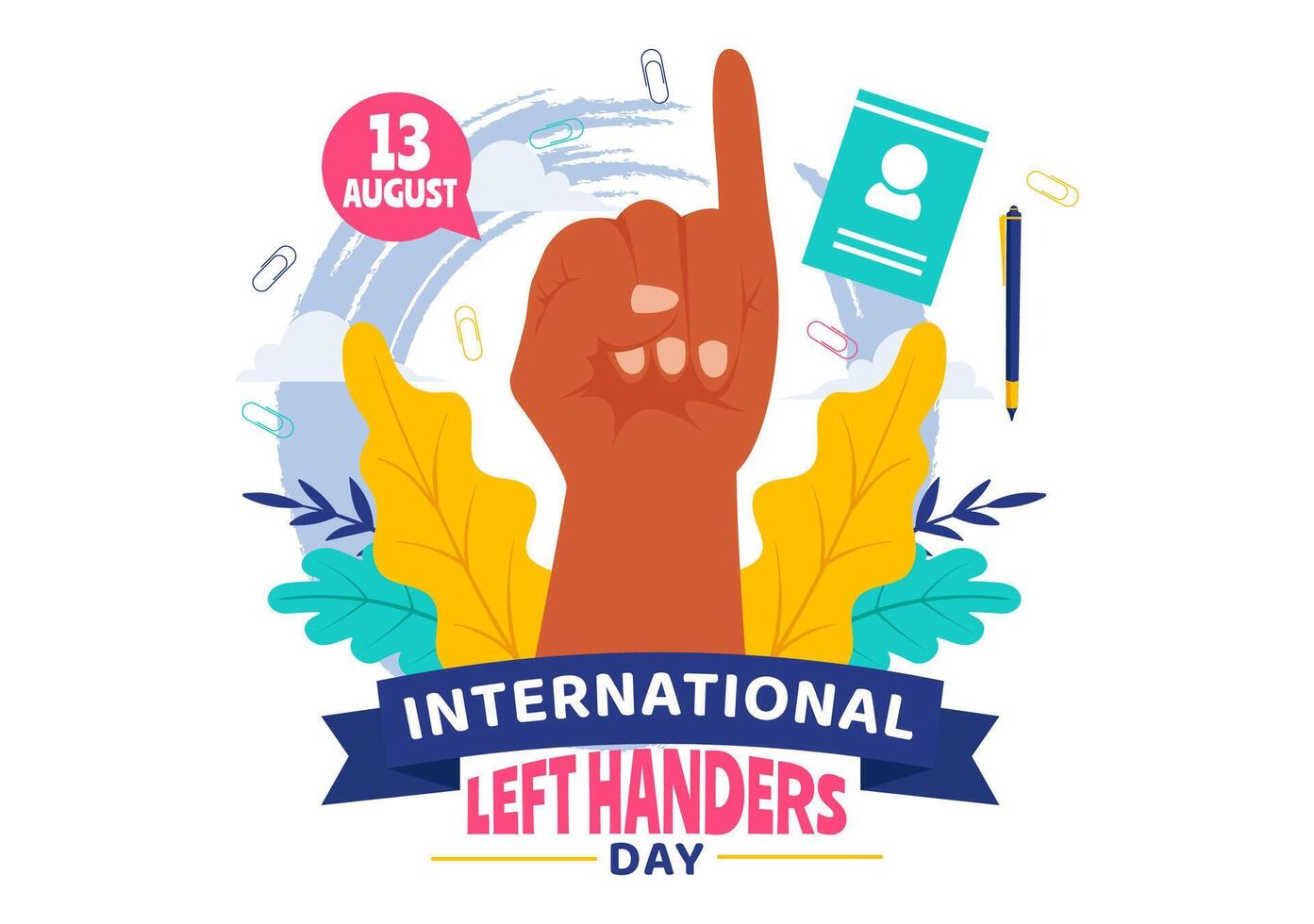 Happy Left Handers Day Celebration Illustration with Raising Awareness of Pride in Being Left Handed in Flat Style Cartoon Background vector