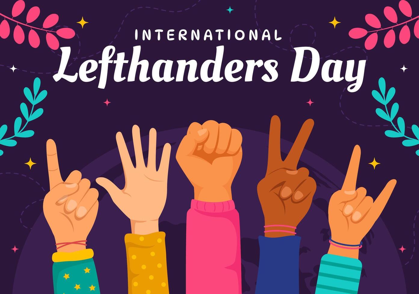 Happy Left Handers Day Celebration Illustration with Raising Awareness of Pride in Being Left Handed in Flat Style Cartoon Background vector