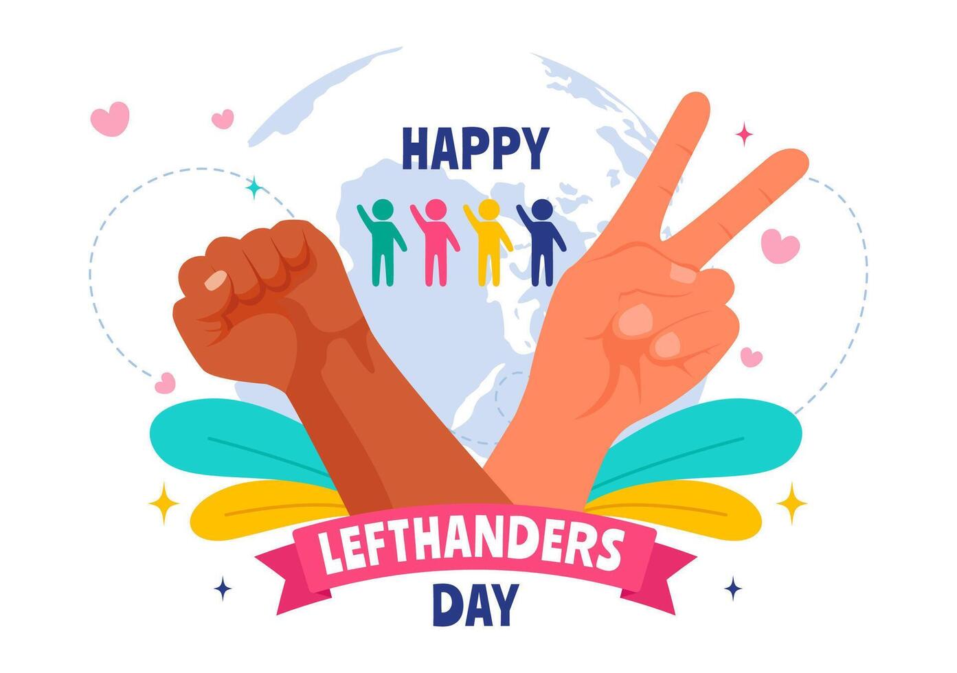 Happy Left Handers Day Celebration Illustration with Raising Awareness of Pride in Being Left Handed in Flat Style Cartoon Background vector