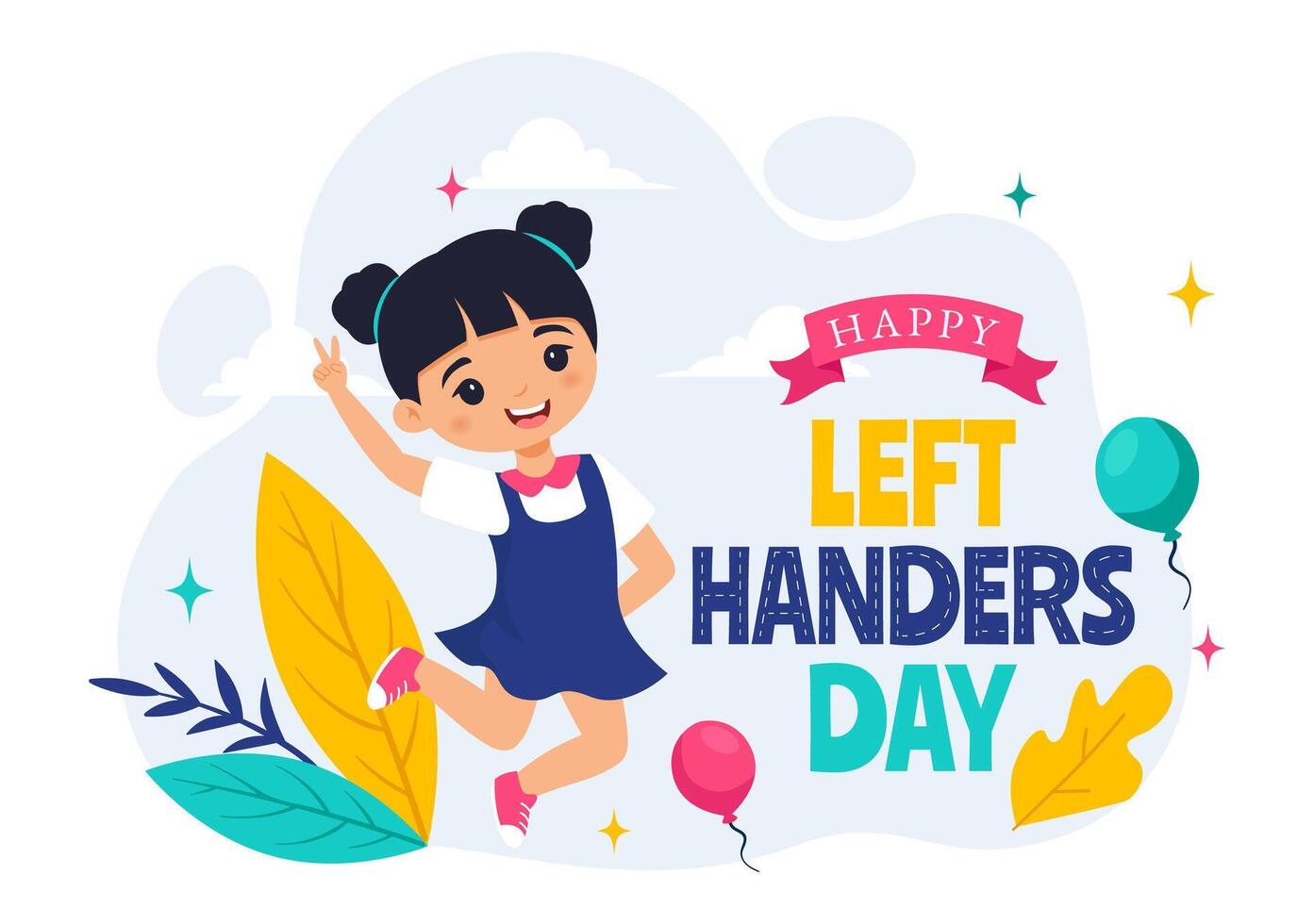 Happy Left Handers Day Celebration Illustration with Raising Awareness of Pride in Being Left Handed in Flat Style Cartoon Background vector