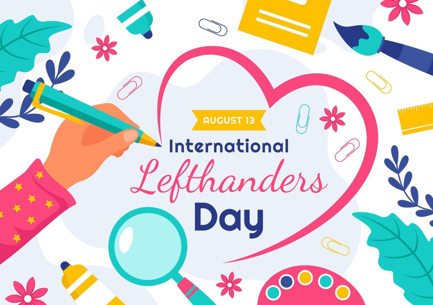 Happy Left Handers Day Celebration Illustration with Raising Awareness of Pride in Being Left Handed in Flat Style Cartoon Background vector