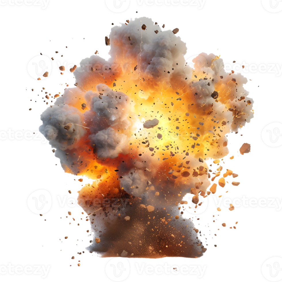 Bomb Blast Destruction with Smoke on Transparent Background png