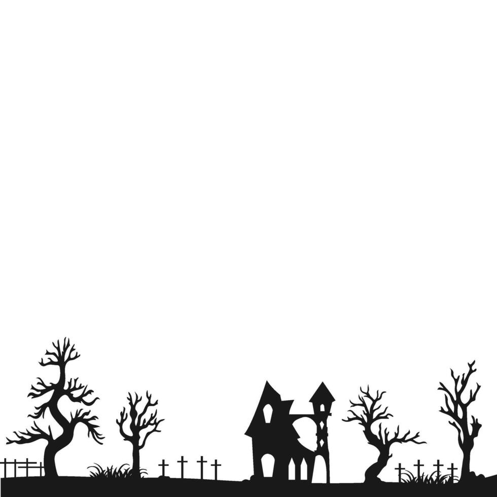 Halloween House Landscape Silhouette vector