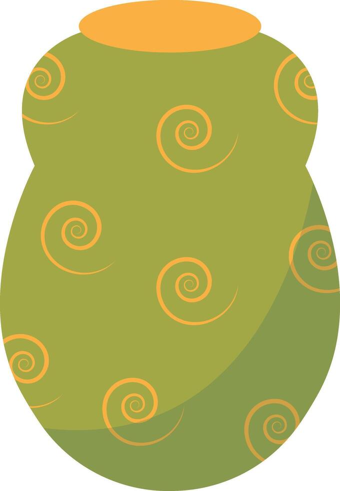 Ceramic Vase with Floral and Abstract Pattern. Flat Style Isolated on White Background vector