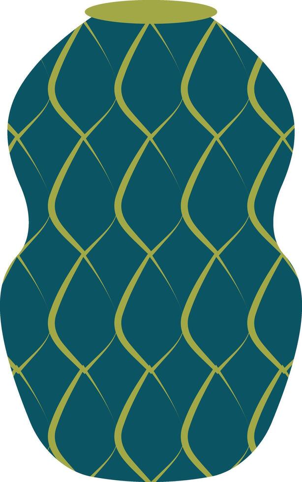 Ceramic Vase with Floral and Abstract Pattern. Flat Style Isolated on White Background vector