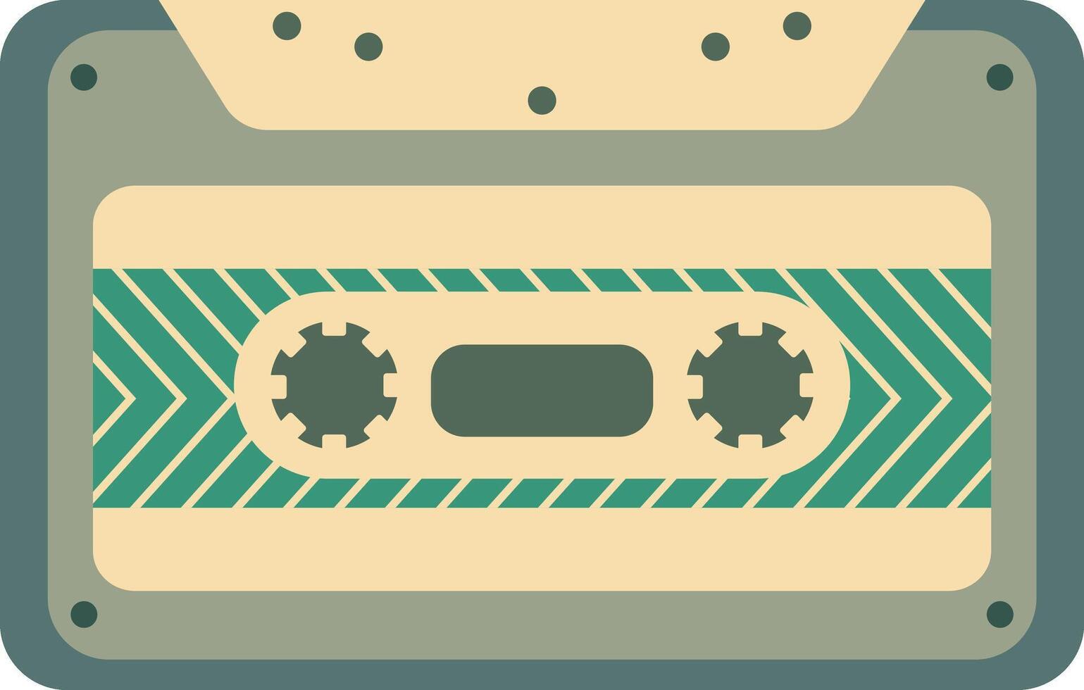 Retro Music Cassette with Record of 80s Disco. Magnetic Audio Tape. Illustration Isolated on White Background vector