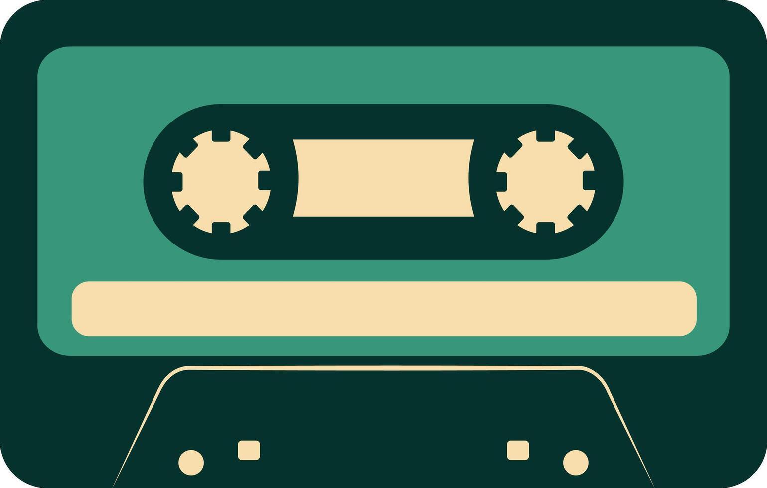 Retro Music Cassette with Record of 80s Disco. Magnetic Audio Tape. Illustration Isolated on White Background vector