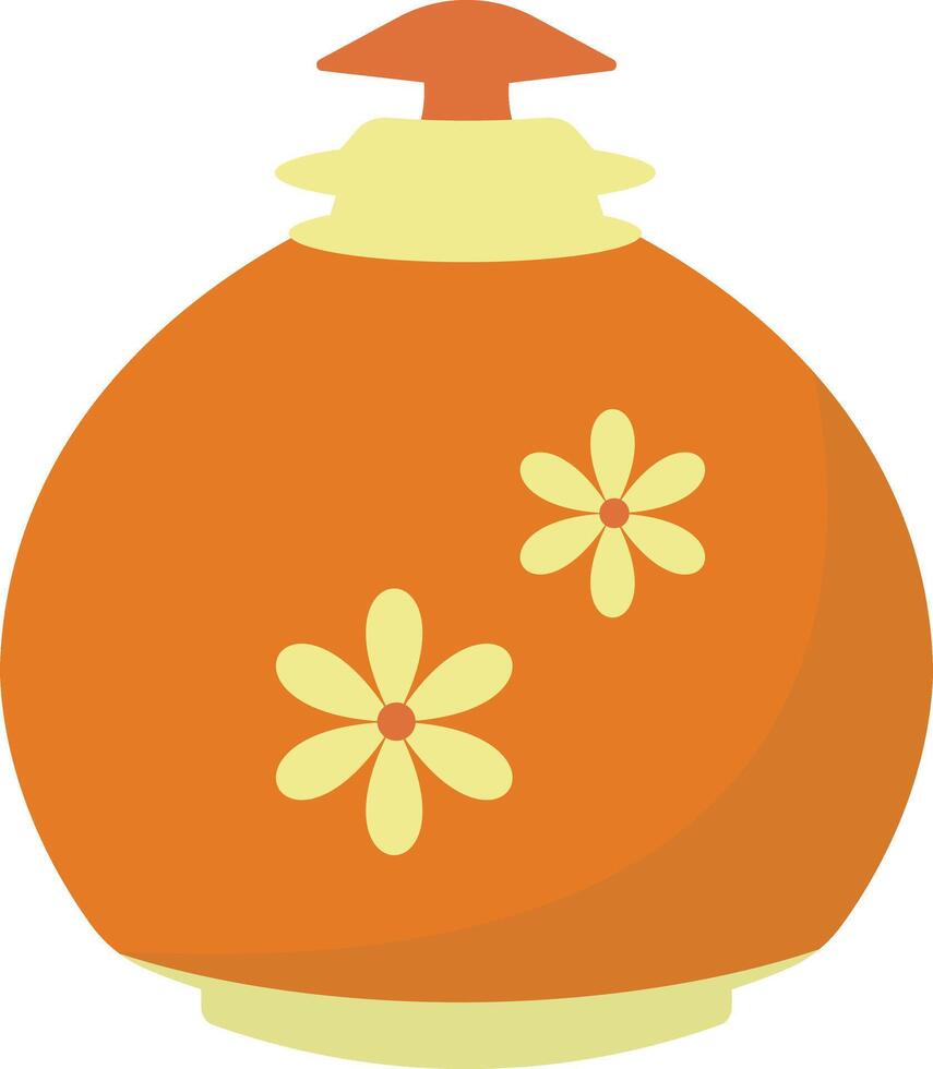 Ceramic Vase with Floral and Abstract Pattern. Flat Style Isolated on White Background vector