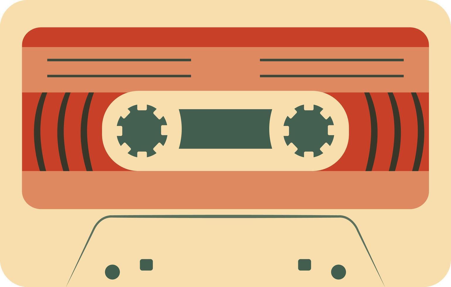 Retro Music Cassette with Record of 80s Disco. Magnetic Audio Tape. Illustration Isolated on White Background vector