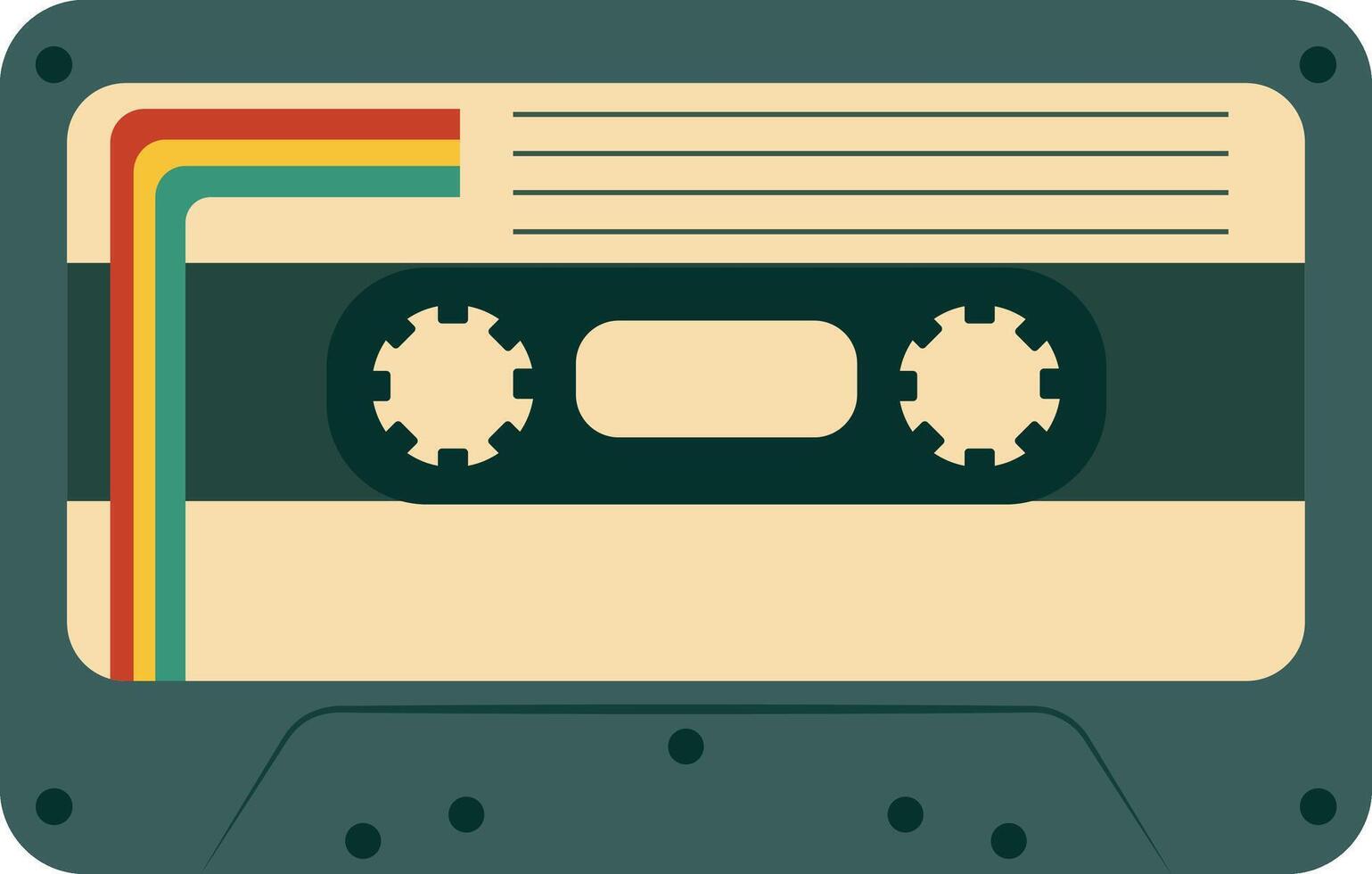 Retro Music Cassette with Record of 80s Disco. Magnetic Audio Tape. Illustration Isolated on White Background vector
