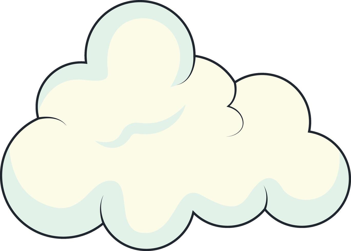 Cute Cartoon White Cloud Isolated on White Background. Illustration Design. vector
