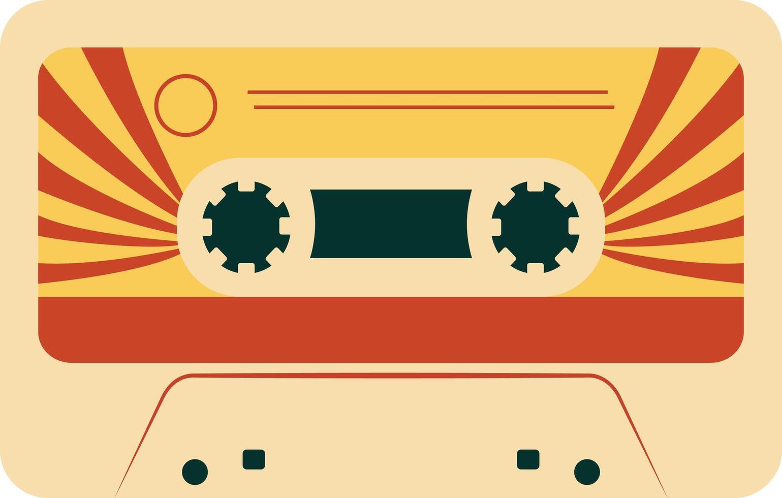 Retro Music Cassette with Record of 80s Disco. Magnetic Audio Tape. Illustration Isolated on White Background vector