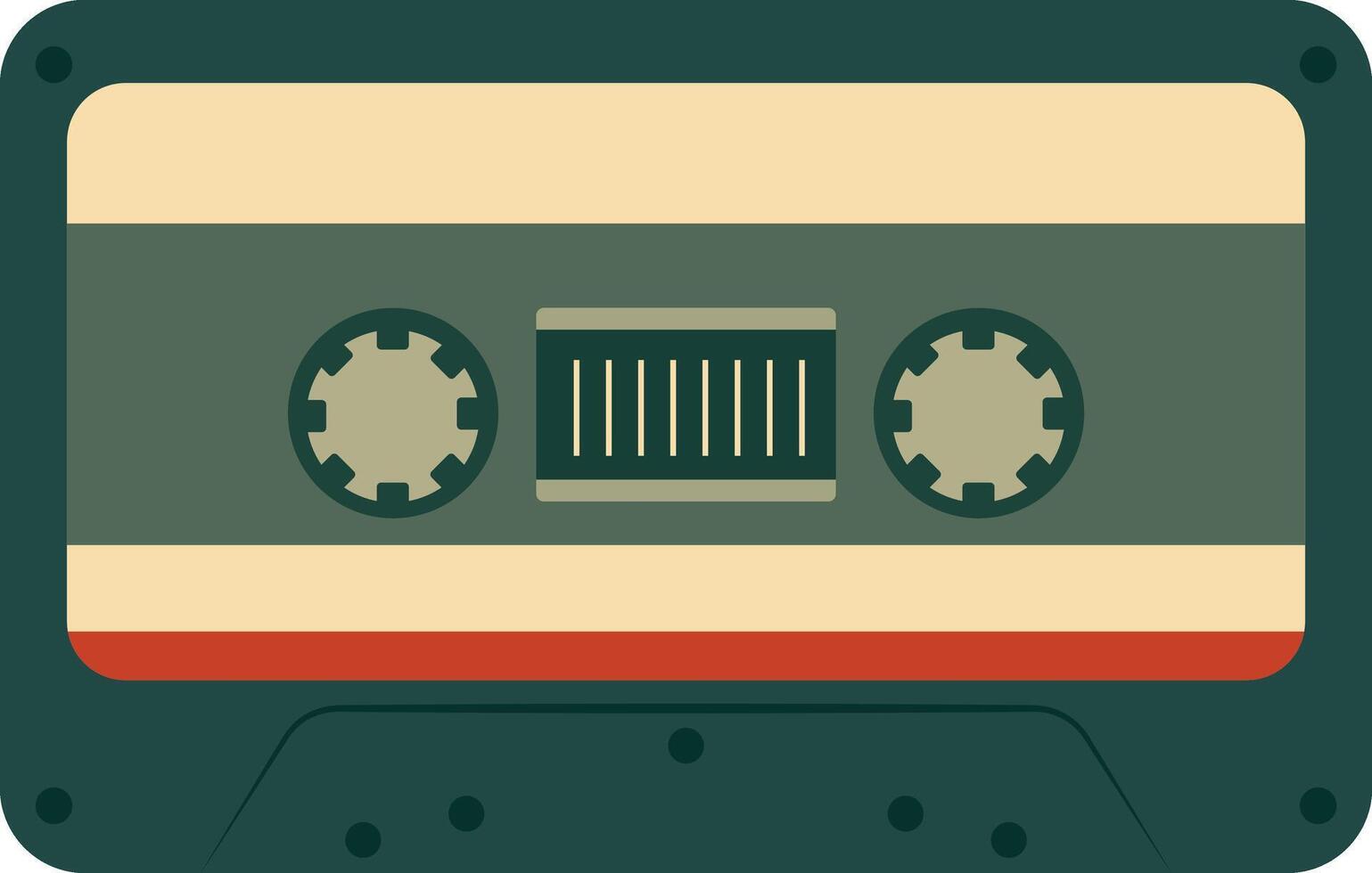 Retro Music Cassette with Record of 80s Disco. Magnetic Audio Tape. Illustration Isolated on White Background vector