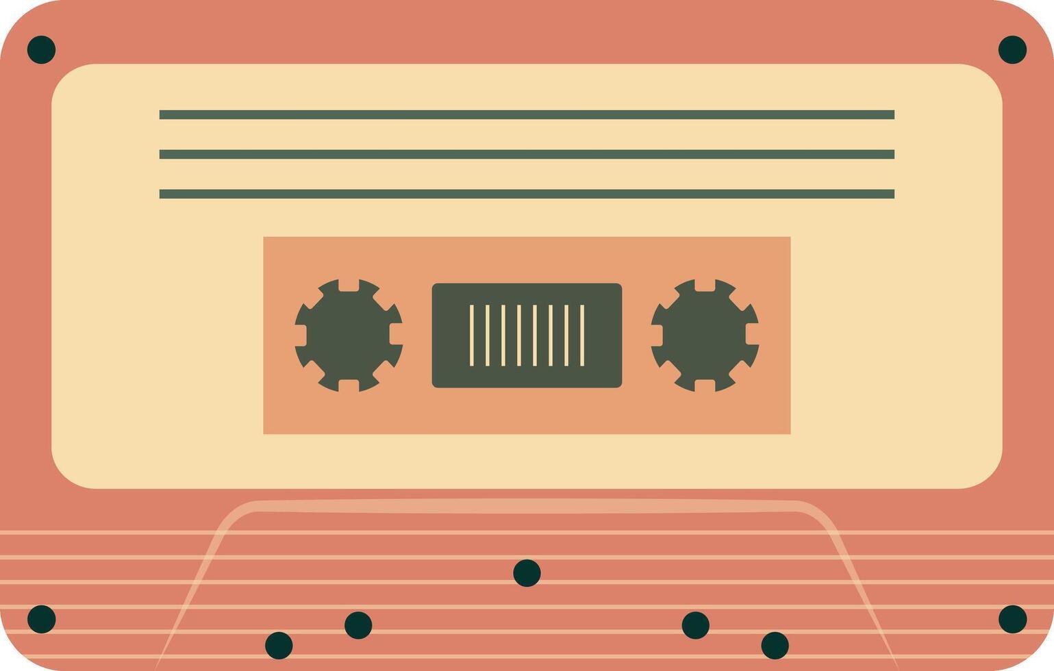 Retro Music Cassette with Record of 80s Disco. Magnetic Audio Tape. Illustration Isolated on White Background vector