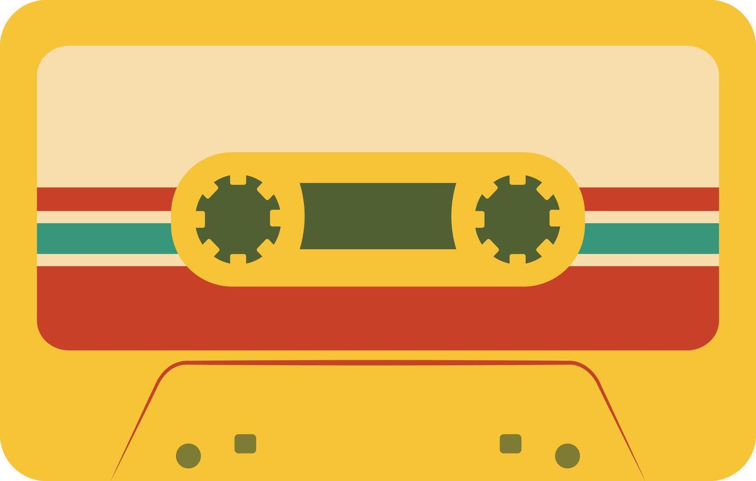 Retro Music Cassette with Record of 80s Disco. Magnetic Audio Tape. Illustration Isolated on White Background vector
