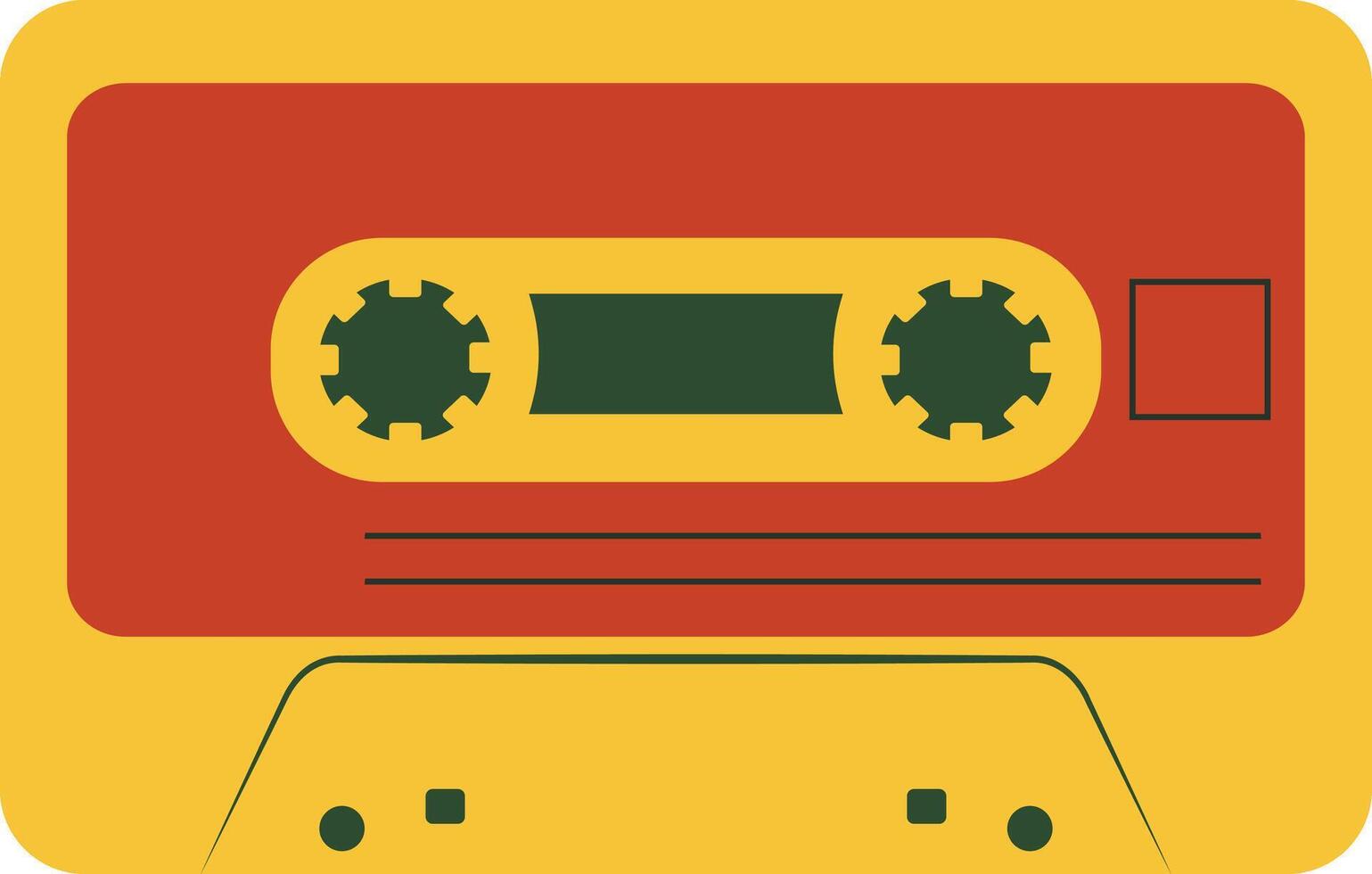 Retro Music Cassette with Record of 80s Disco. Magnetic Audio Tape. Illustration Isolated on White Background vector