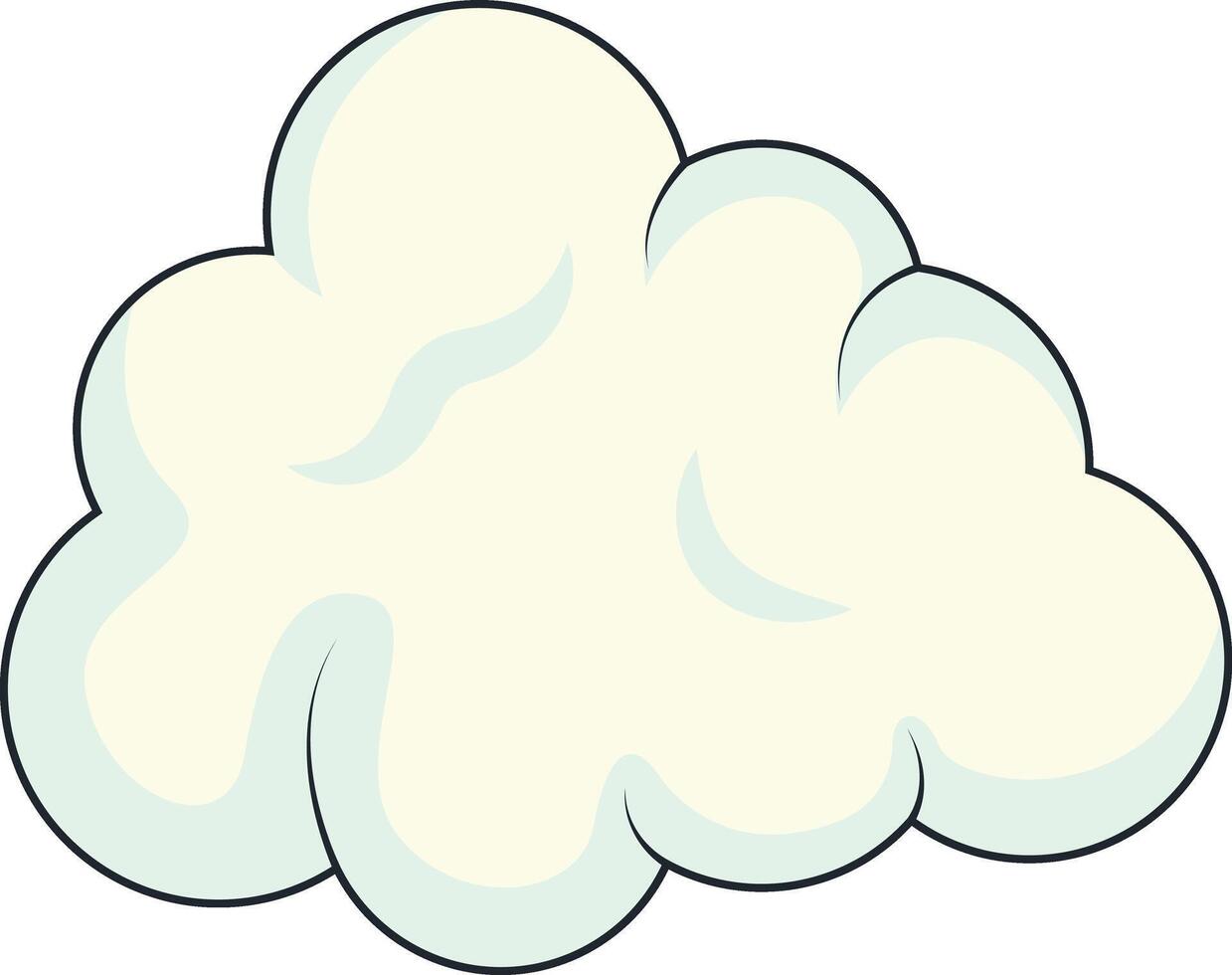 Cute Cartoon White Cloud Isolated on White Background. Illustration Design. vector