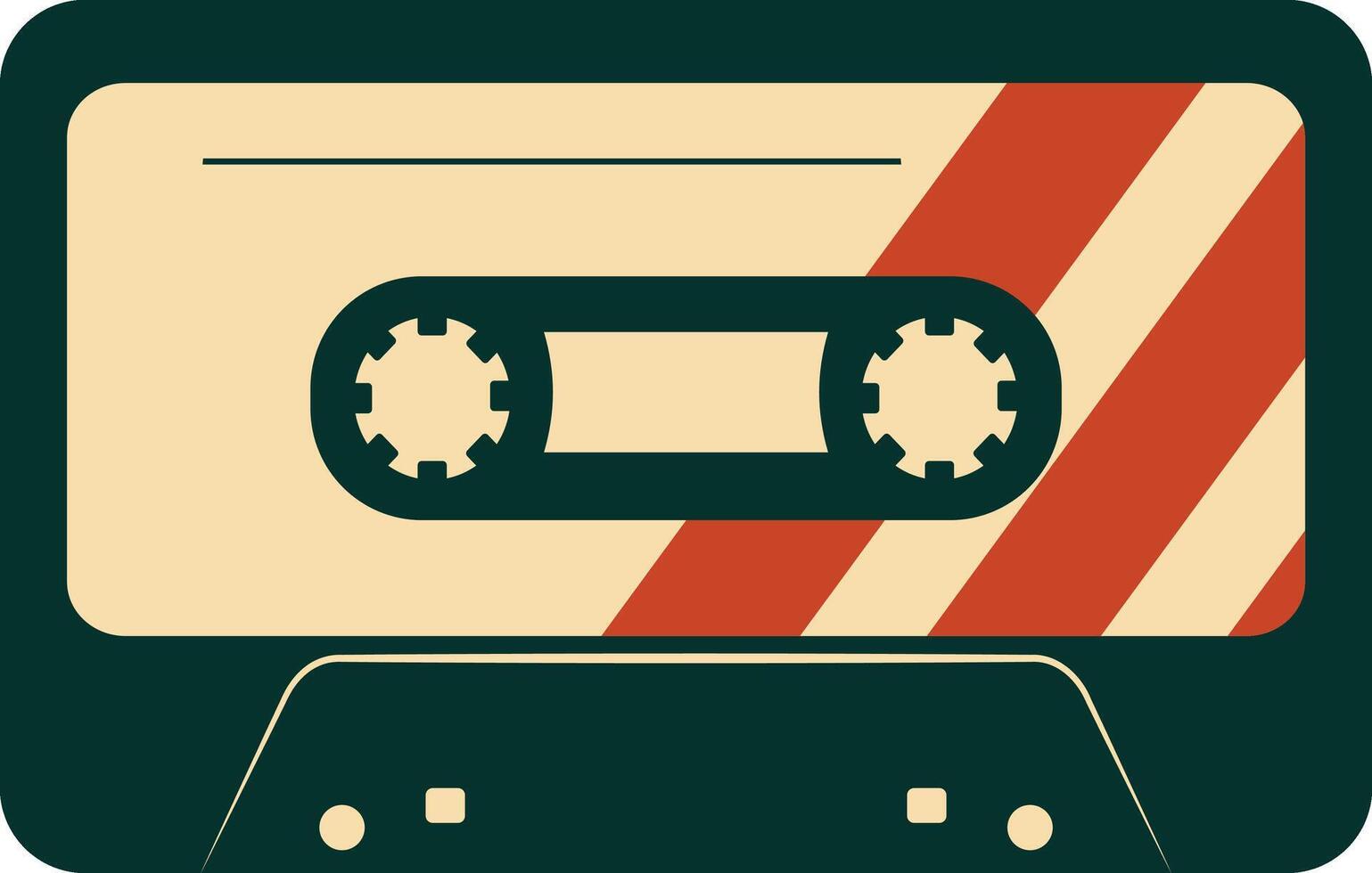 Retro Music Cassette with Record of 80s Disco. Magnetic Audio Tape. Illustration Isolated on White Background vector