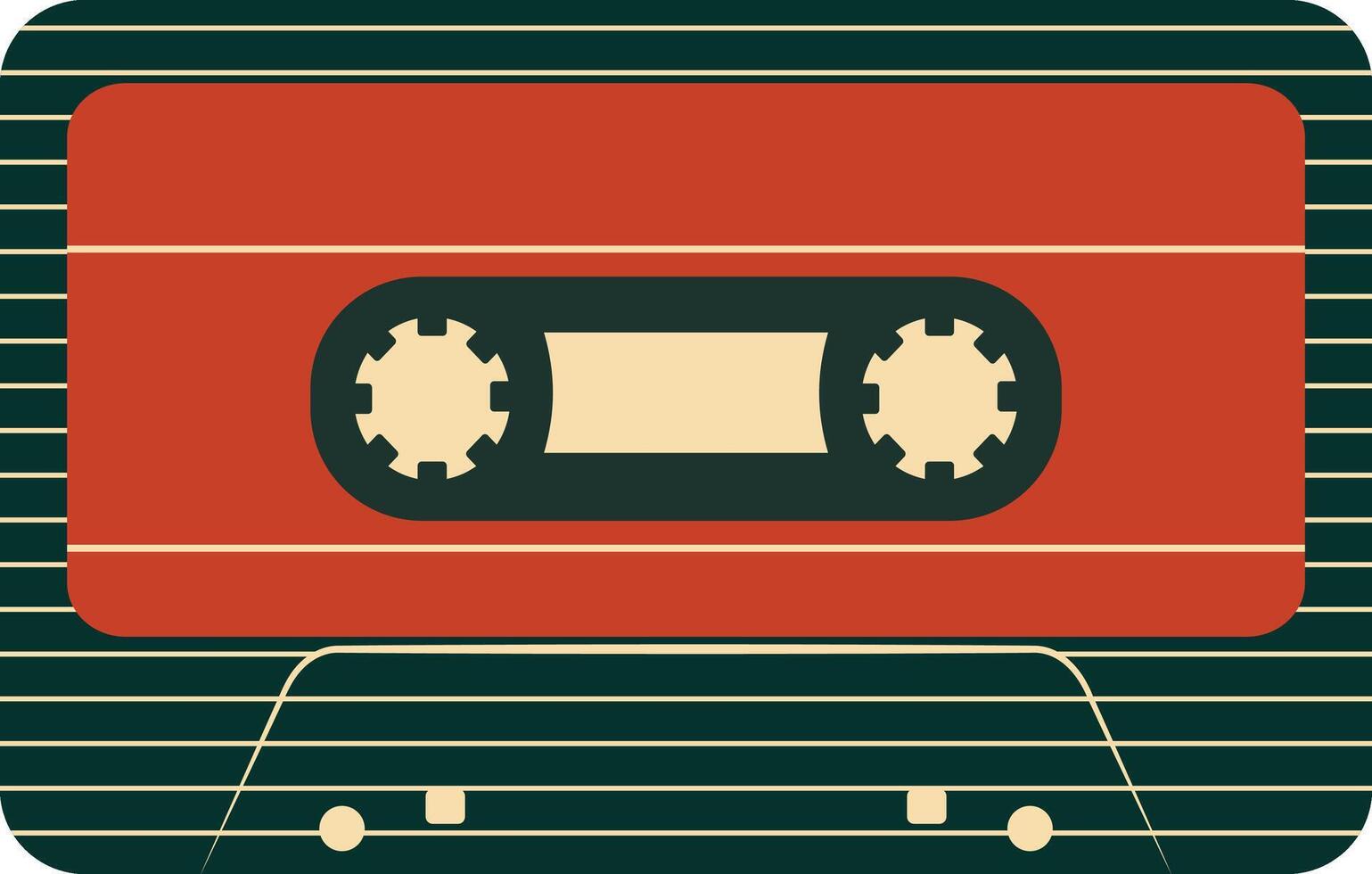 Retro Music Cassette with Record of 80s Disco. Magnetic Audio Tape. Illustration Isolated on White Background vector