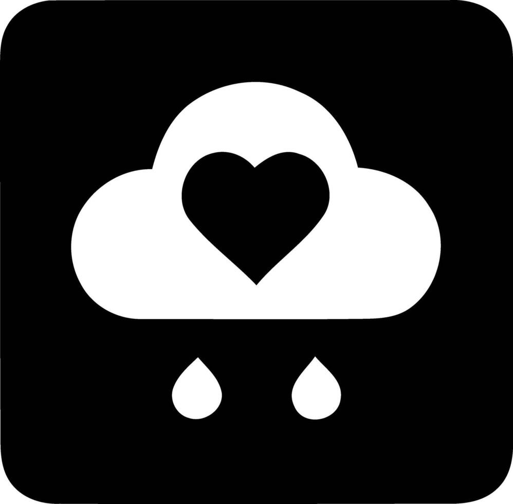 Monochrome Emotions, A Minimalist Heart Encompassing Weather Elements. vector