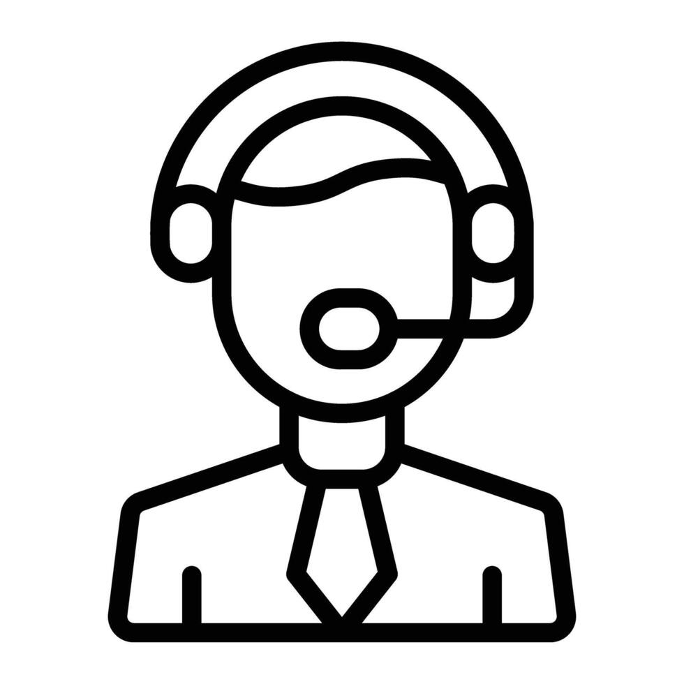 Call Center Agent Line Icon Design vector