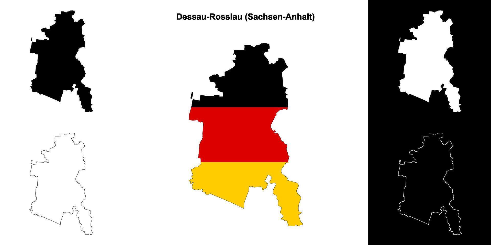 Dessau-Rosslau, Sachsen-Anhalt blank outline map set vector