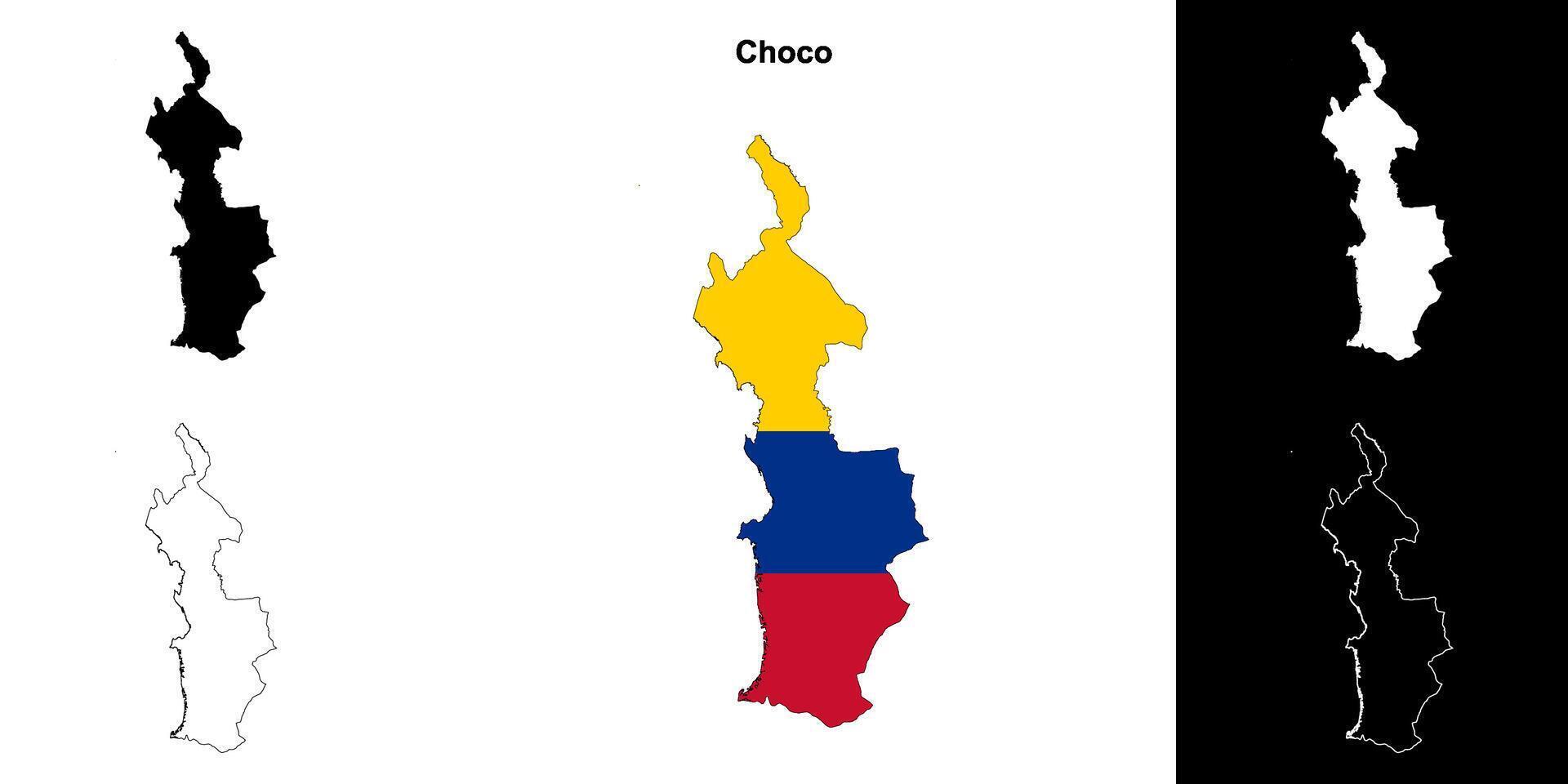 Choco department outline map set vector