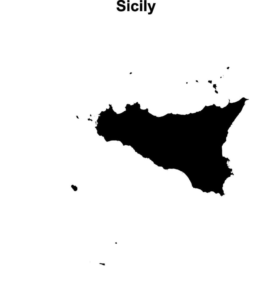 Sicily outline map vector