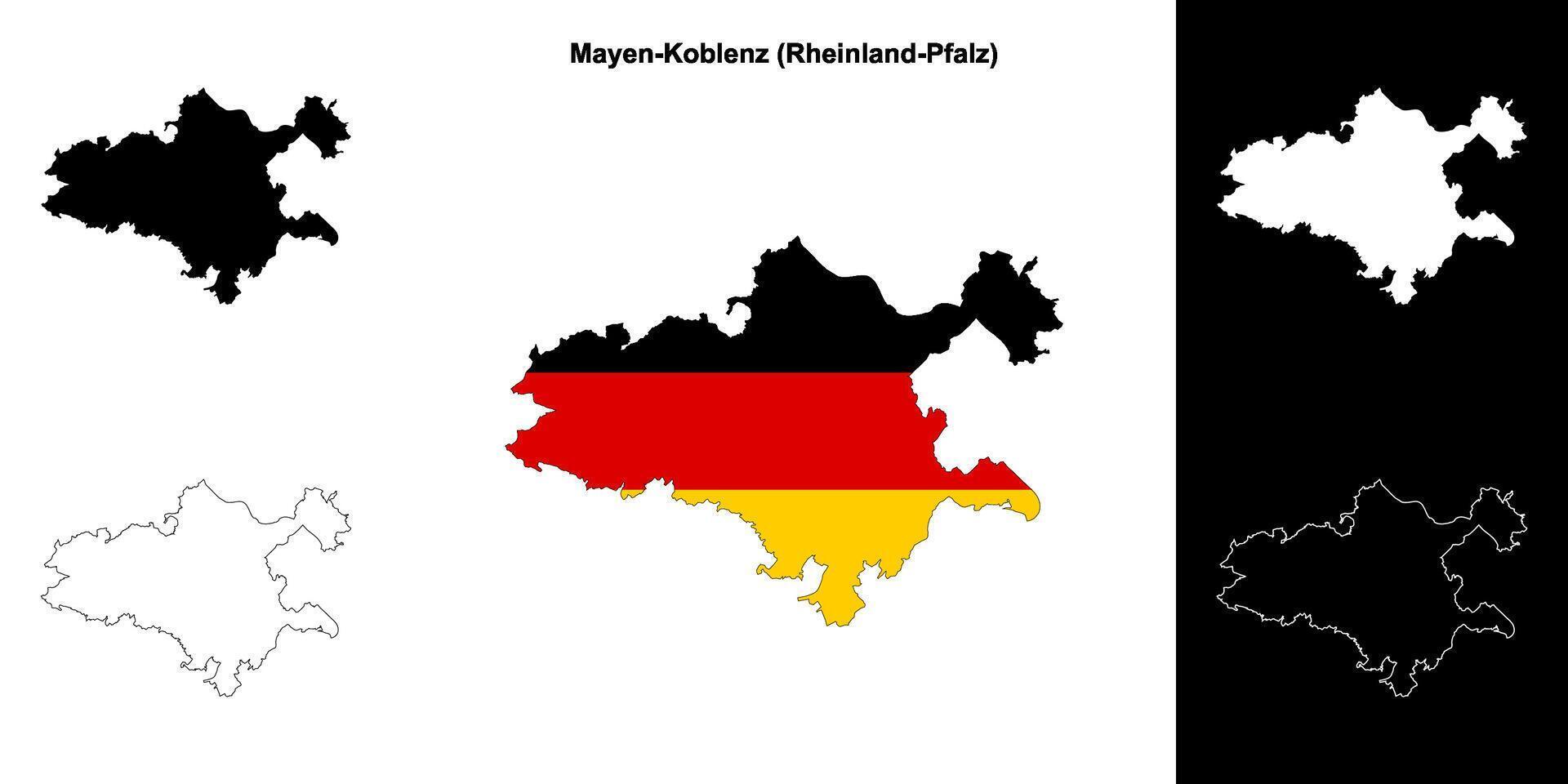 Mayen-Koblenz, Rheinland-Pfalz blank outline map set vector