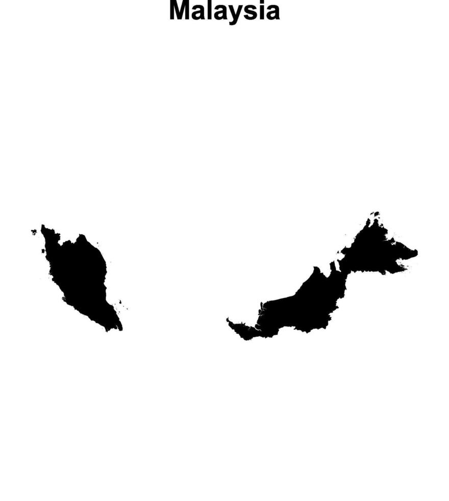 Malaysia blank outline map design vector
