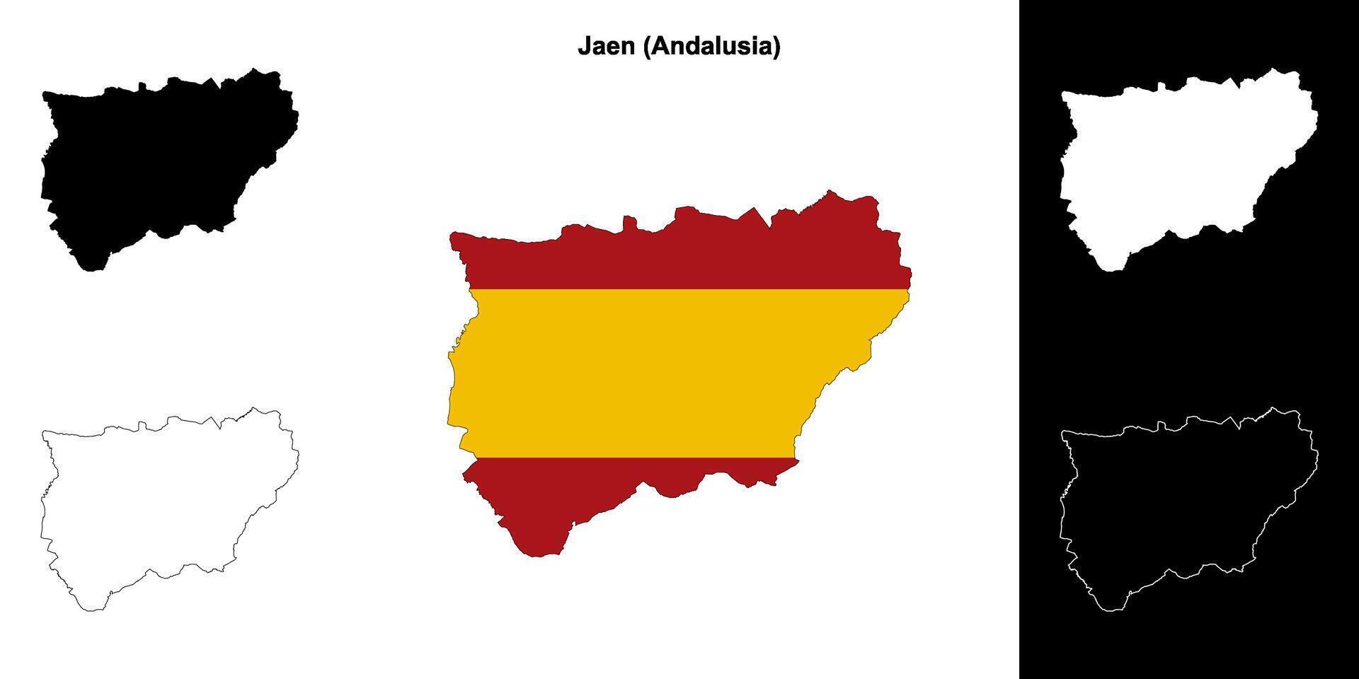 Jaen province outline map set vector