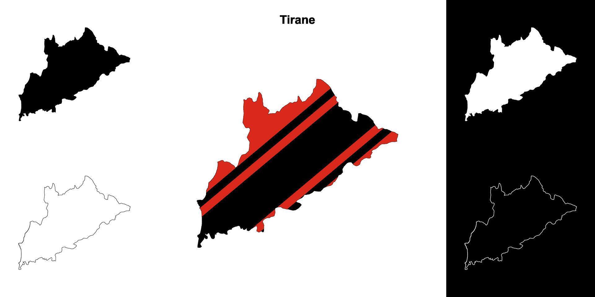 Tirane county outline map set vector
