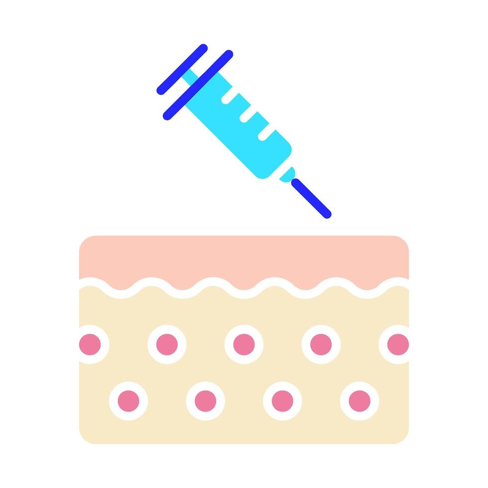 Skin injection line icon. Cleansing, UVB, AHA, BHA, acid, exfoliating, moisturizing, rejuvenating, blackheads, pimples, sebum, pores, regimen, epilator, ultrasonic cleaning, cream, sun cold protection vector