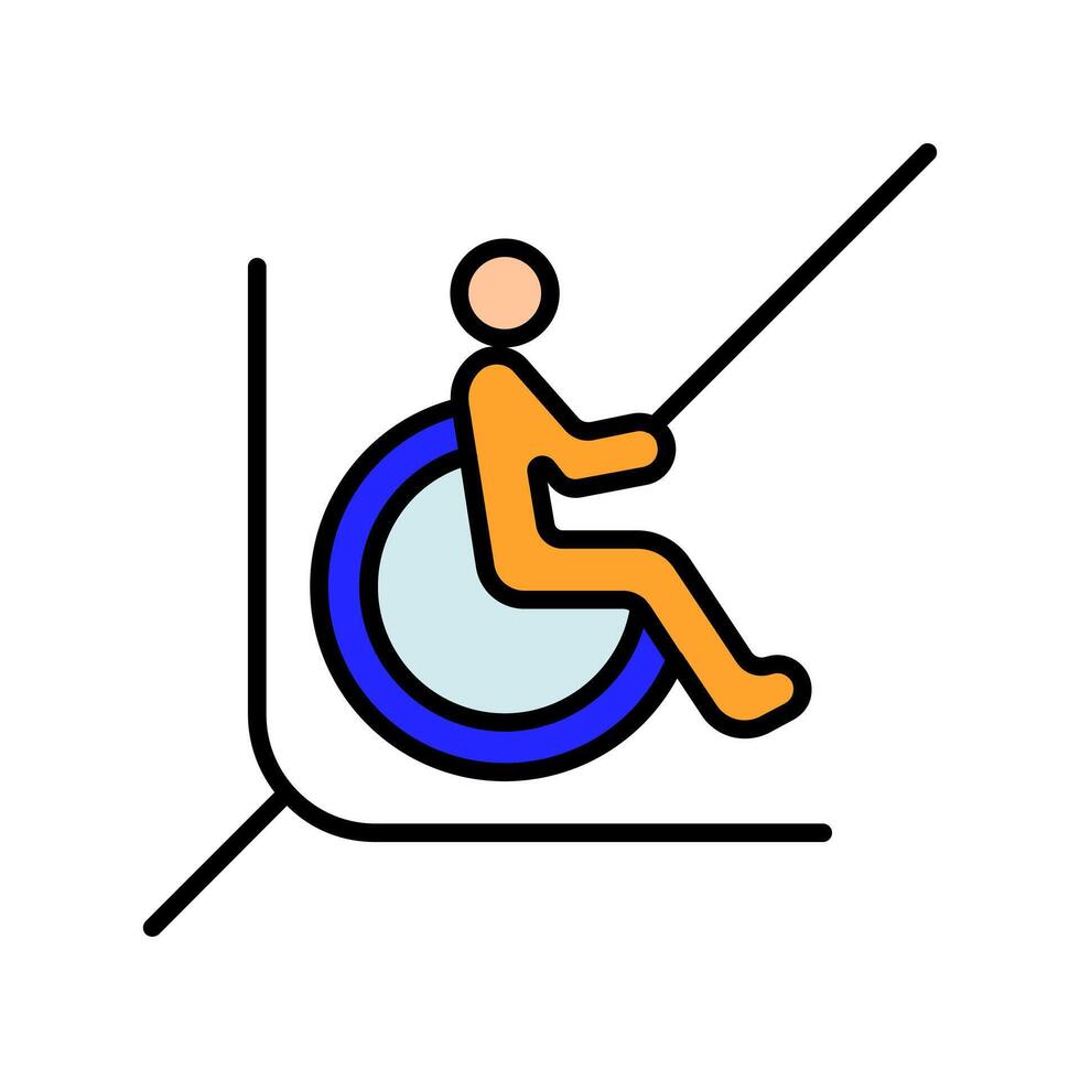 Disability line icon. Person in wheelchair, accessibility, reserved parking, mobility aid, inclusive design, handicap spot, support, special needs. vector