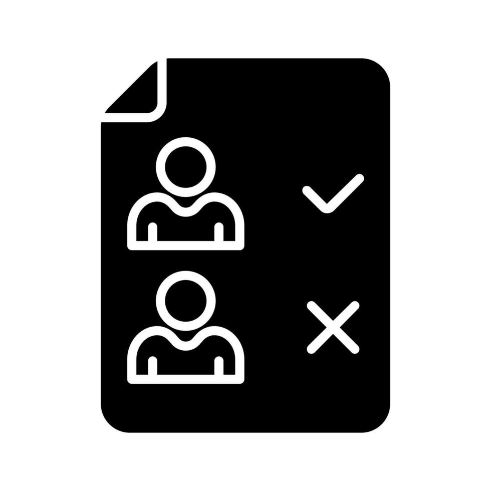 Bulletin with tick and cross icon. Elections, analysis, evote, check stamps, voting, candidate, voter, polling station, president, parliament, electronic voting, debate, election campaign. vector