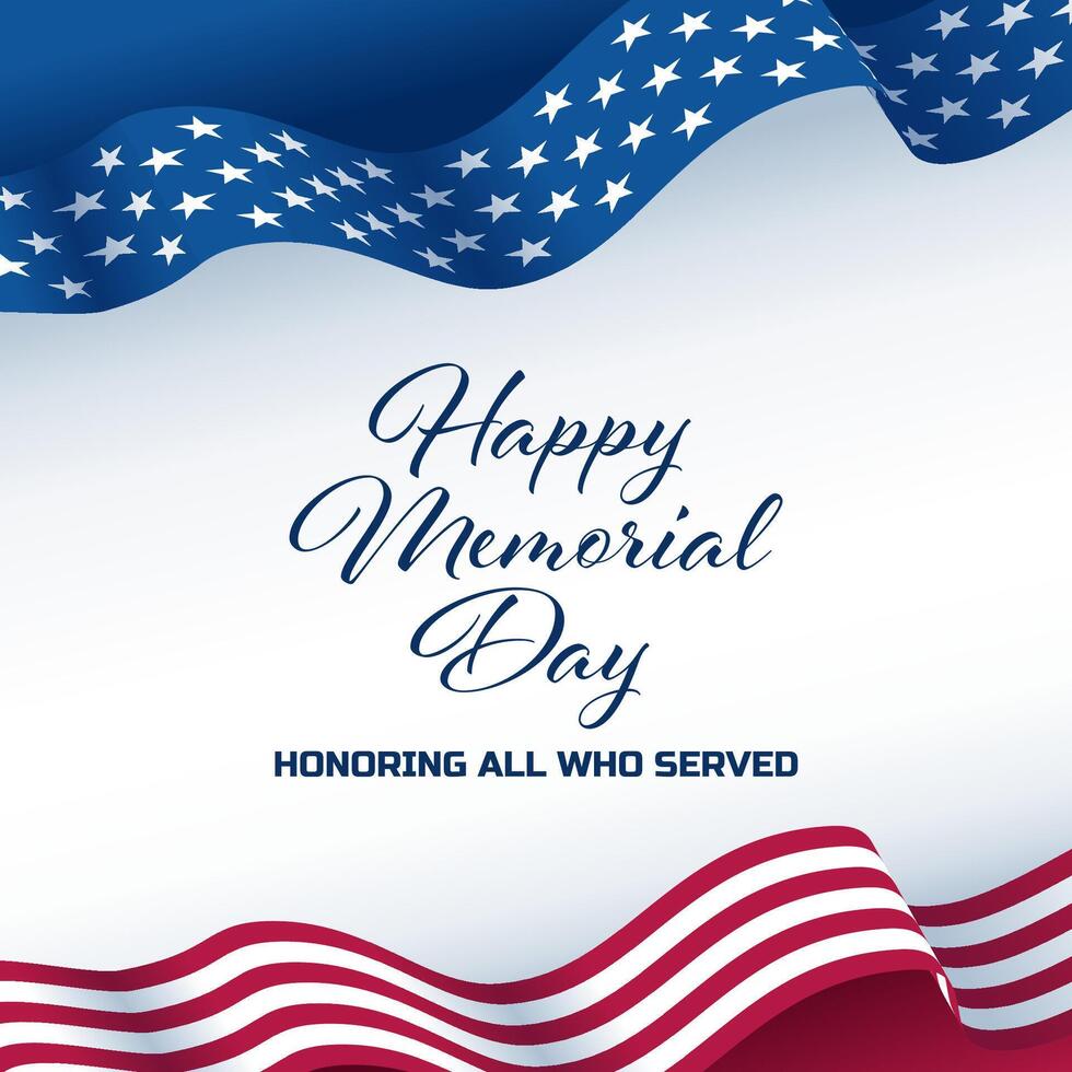 Memorial day background design with american flag vector