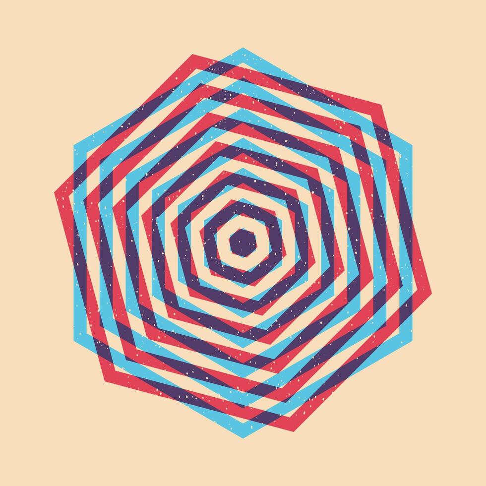 Geometric object with riso print effect. . Graphic element for fabric, textile, clothing, wrapping paper, wallpaper, poster. Graphic element. Perfect For your own decoration or design vector