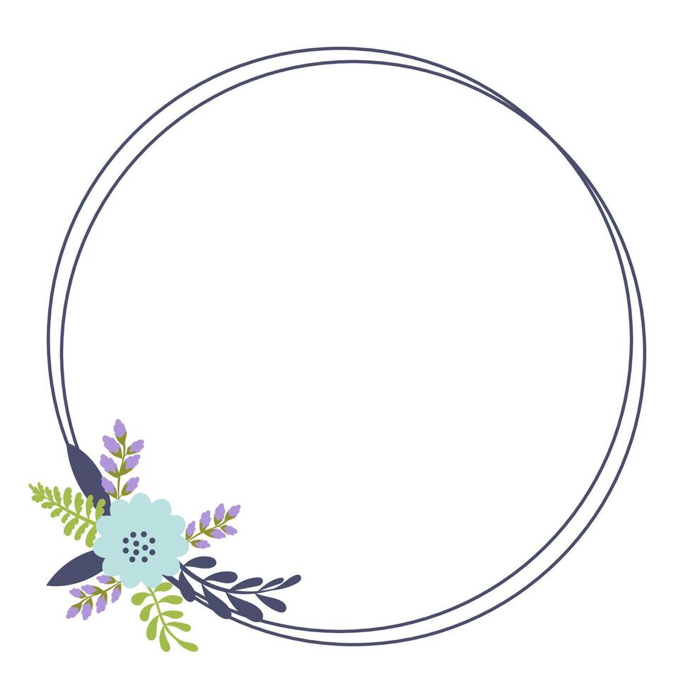 Simple floral design elements, frames, labels in flat cartoon style. vector