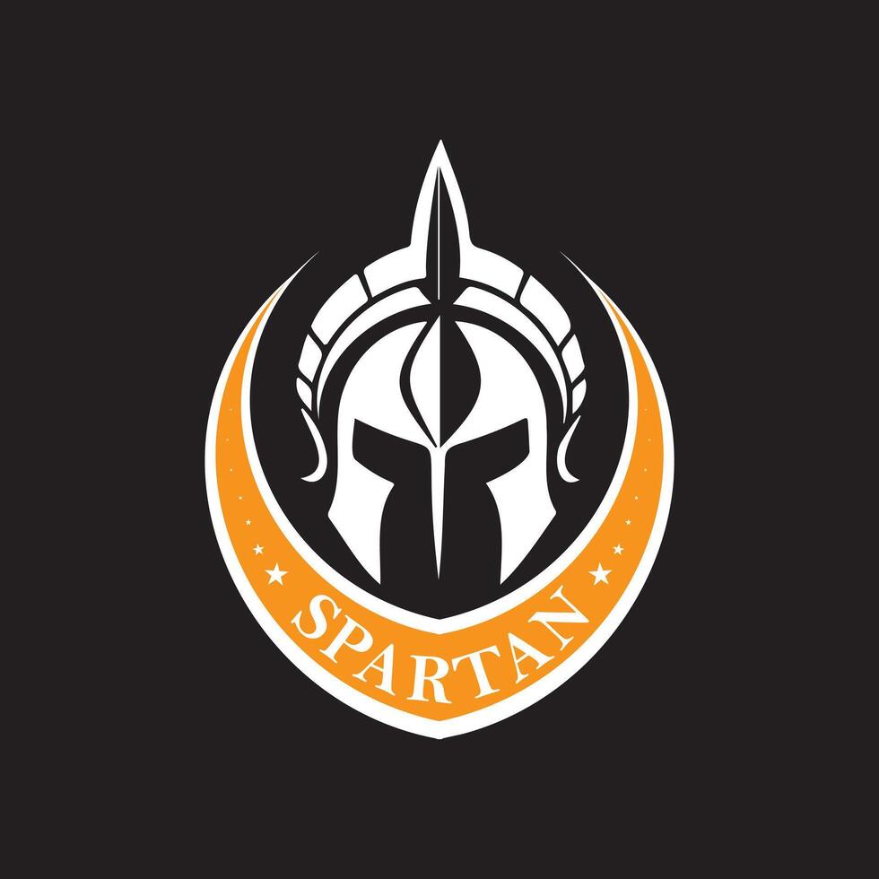 A Bold Spartan Logo Symbolizing Strength, Protection, and Fearless Resolve On Black Background vector