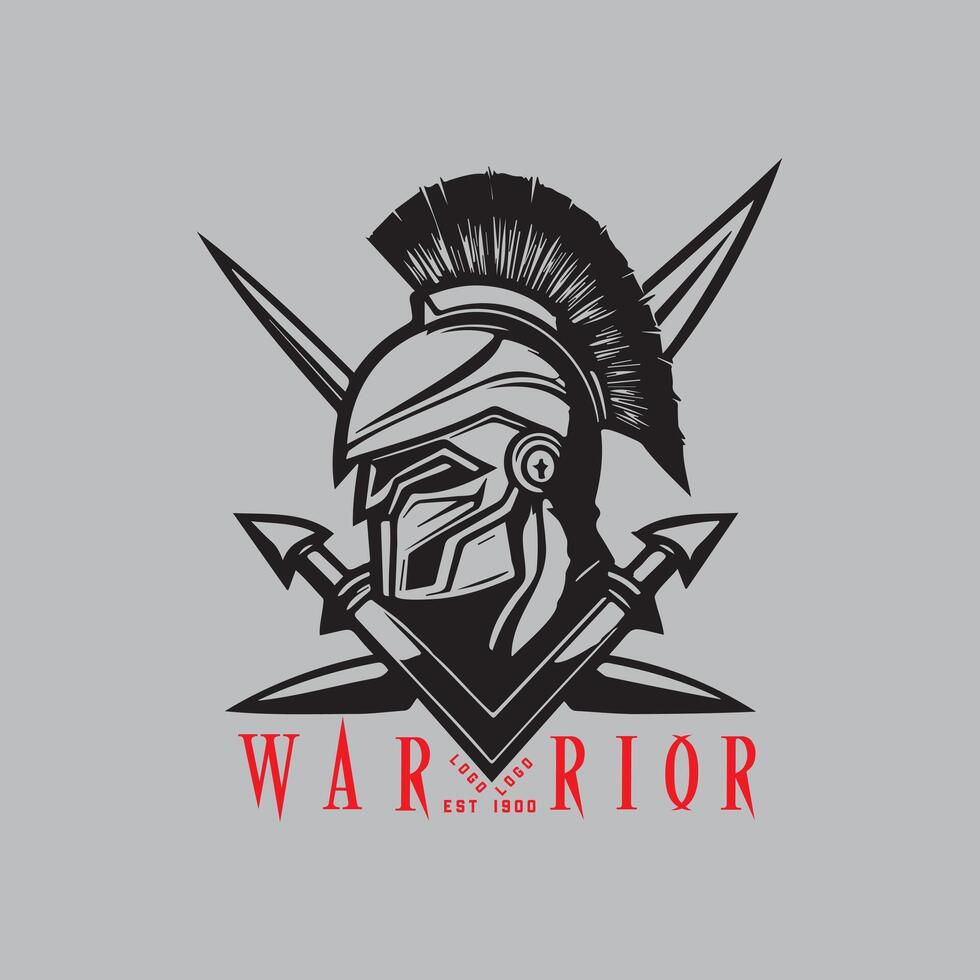 A Striking Logo Depicting a Helmet and Crossed Swords, Symbolizing Courage and Martial Prowess vector