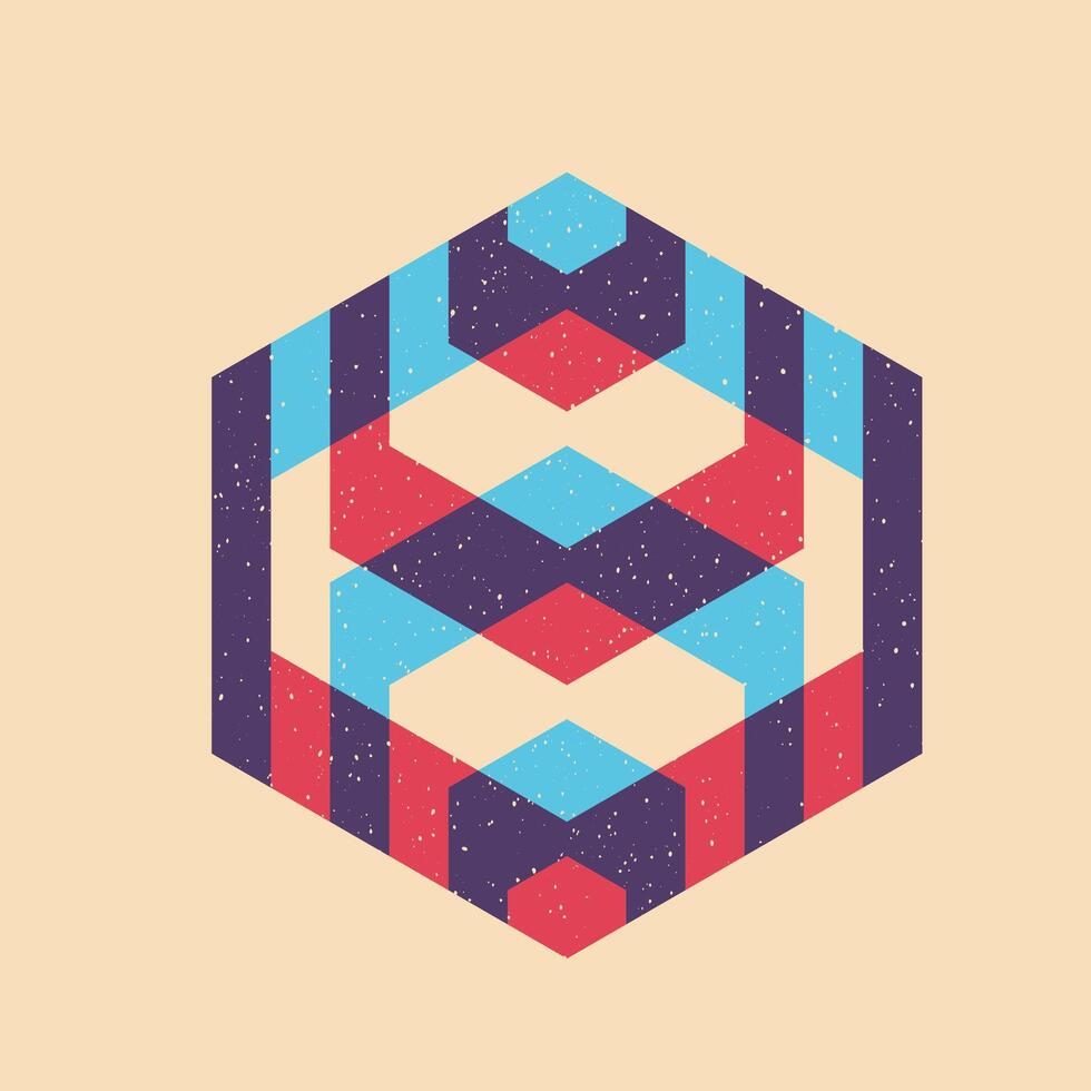 Geometric object with riso print effect. . Graphic element for fabric, textile, clothing, wrapping paper, wallpaper, poster. Graphic element. Perfect For your own decoration or design vector