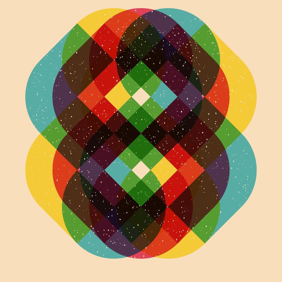Geometric object with riso print effect. Graphic element for fabric, textile, clothing, wrapping paper, wallpaper, poster. Graphic element. Perfect For your own decoration or design vector